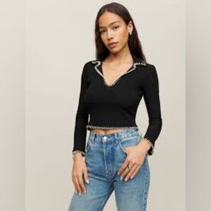 Reformation Nolen Knit Top in Black - Size S